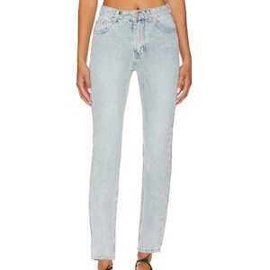 Superdown Women 27 Blue Light Wash Denim Mid-Rise Tapered Bailee Butt Slit Jean